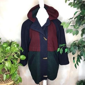 Vintage Rare Braetan Color Block Wool Top Coat